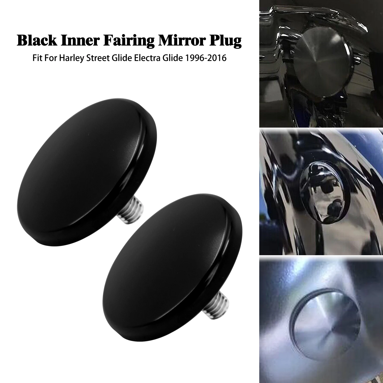Motorrad Inneren Verkleidung Spiegel Stecker Schwarz/Chrom Für Harley Touring Batwing Straße Electra Glide FLHT 96-16 Tri glide 2009-14