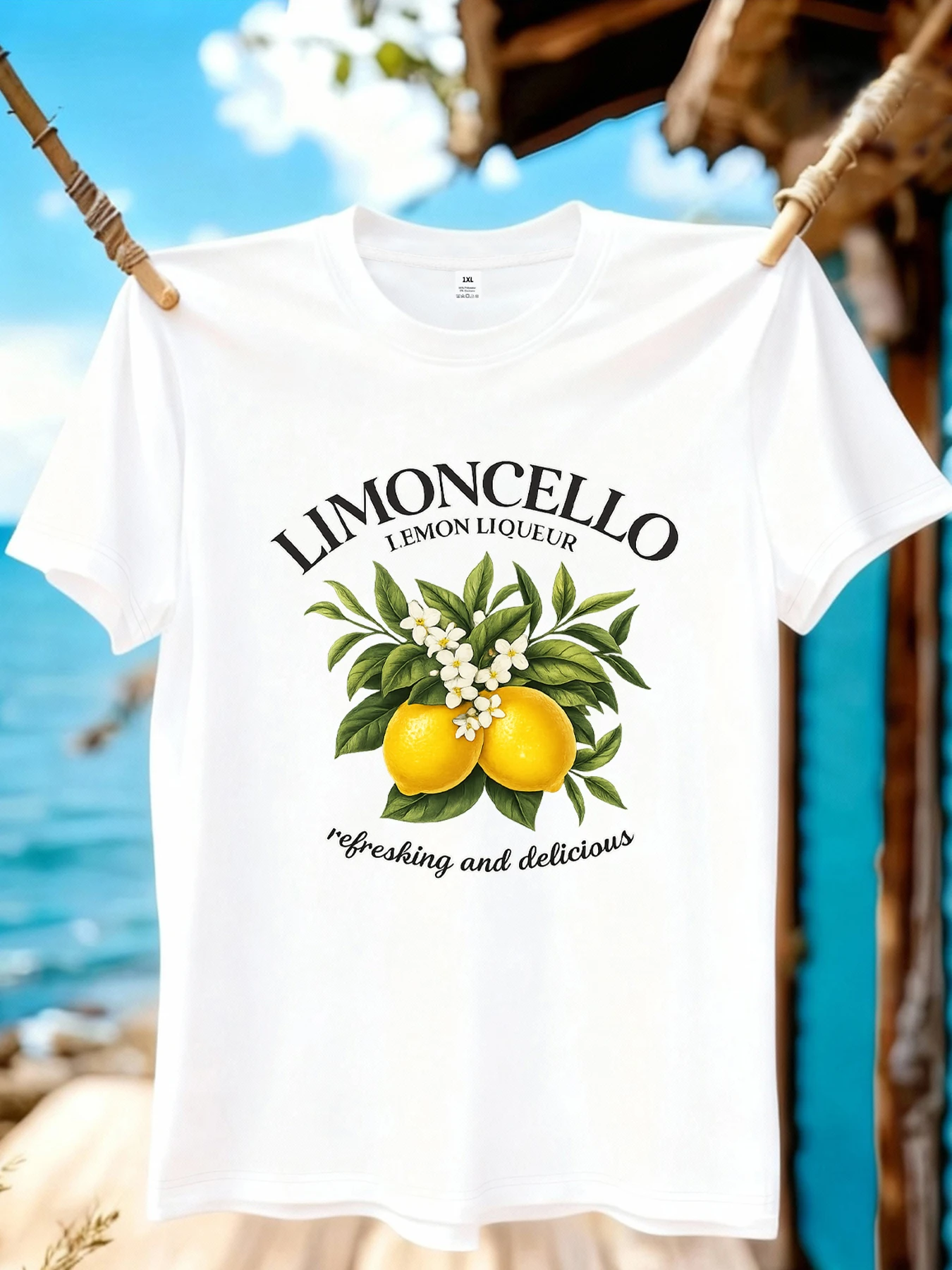 

【WZM10855】Creative lemon print plus size women's round neck summer casual short sleeved street fashion versatile T-shirt