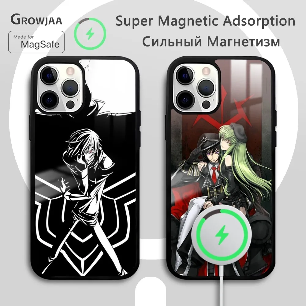 Cartoon C-Code G-Geass Phone Case For iPhone 16 15 14 13 12 11 Pro Max Plus Mini Magsafe Mirror Wireless Magnetic Funda