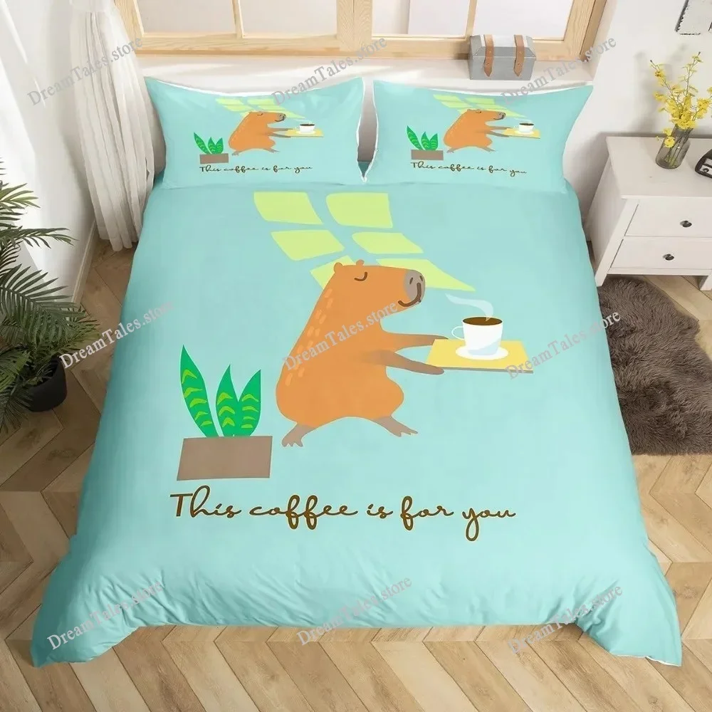

Capybaras Motif Bed Linen,Microfibre Bedding Sets, Children's Bed Linen For Teenagers 3D Animal Printed DuvetCover Luxury Gift