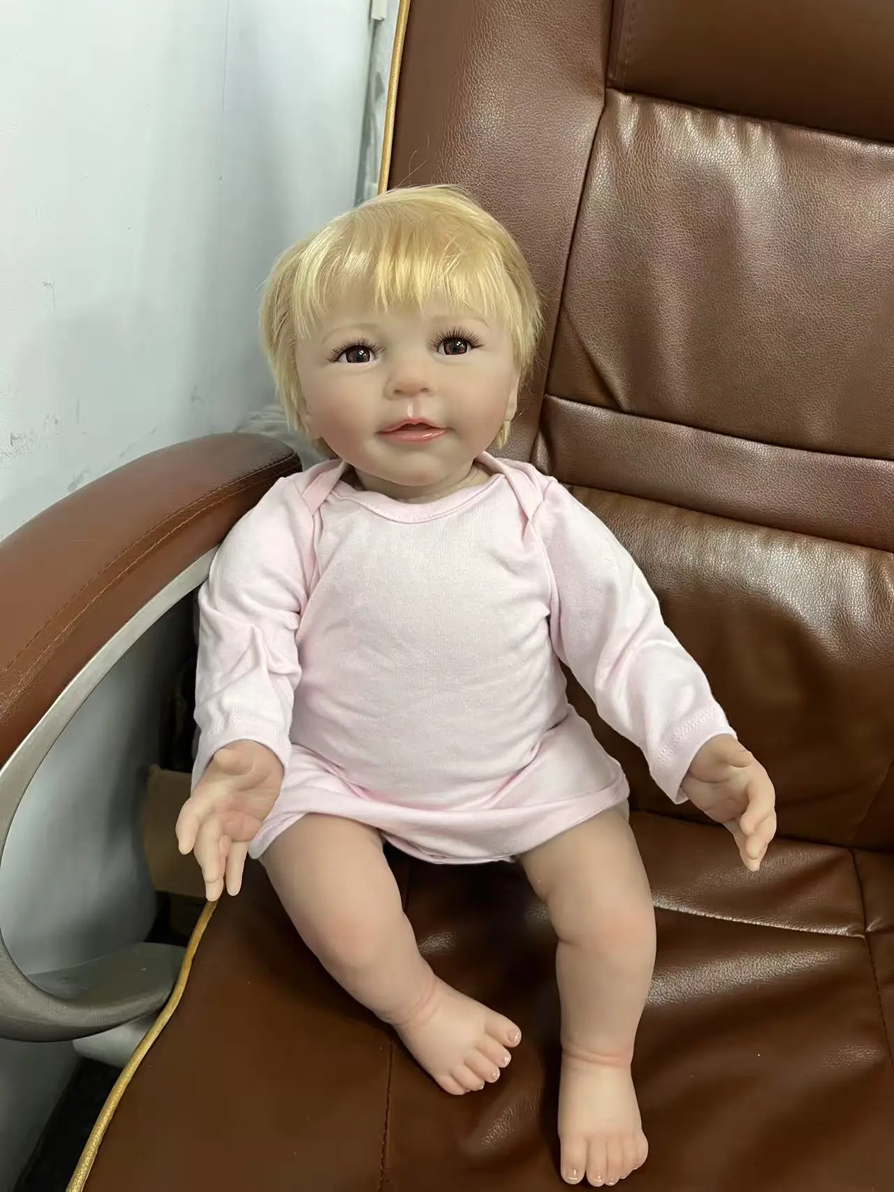 50CM 리본 베이비돌 귀여운 여자아이 리사, 뿌리있는 머리카락, 핸드메이드 아트돌, 무네카스 리본 3D 피부, 정맥 표현, 실물 같은 아기 인형