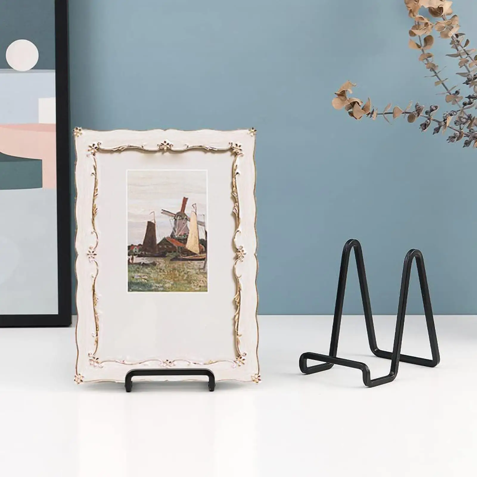 Plate Holder Stand 6 Inch Metal Plate Stand Easel Frame for Photo Record Table Party Desk Bowl Book Platter Sign Home Office