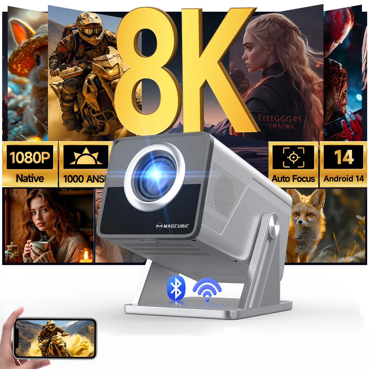 Home Cinema Hdmi - Magcubic 8K HD 1080P 1000ANSI X7