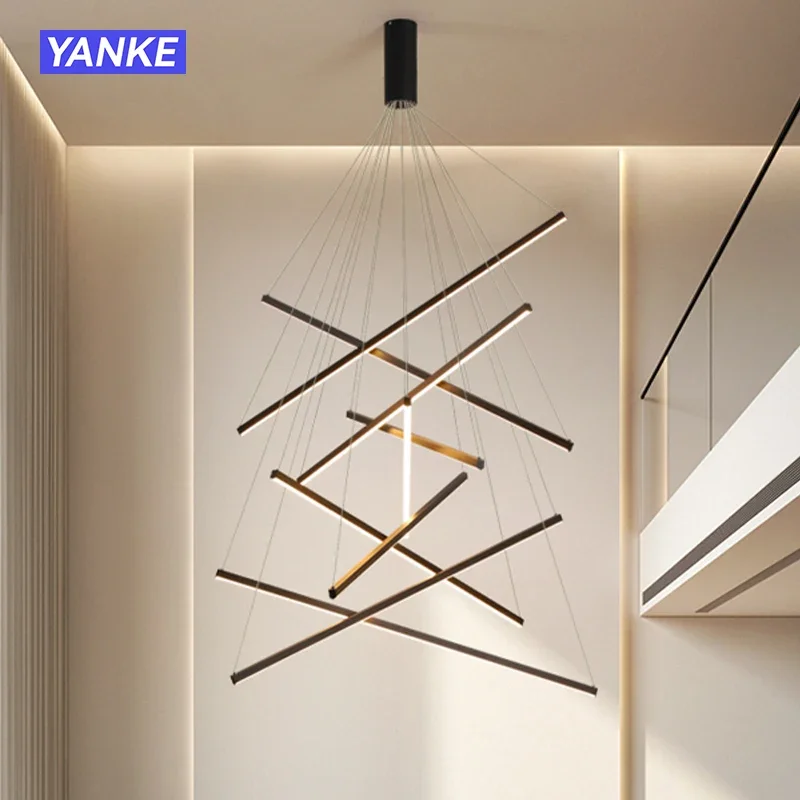 

Modern LED Chandeliers Luster Lights for Stair Hall Dining Living Room Duplex Building Indoor Lighting Fixture Chandelier Lamps