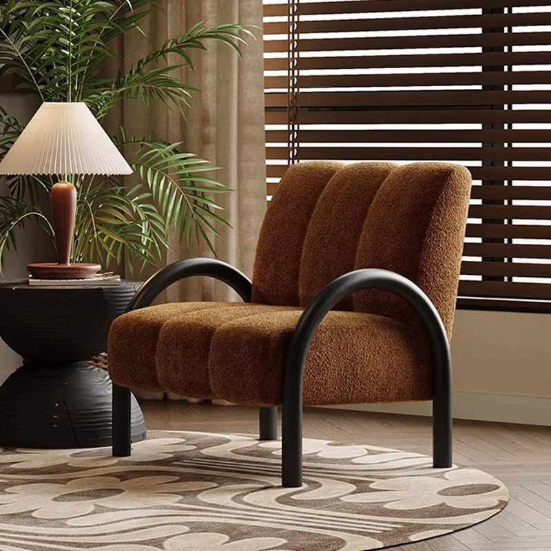 

Medieval fabric single sofa chair retro living room balcony lazy backrest casual chair single chair