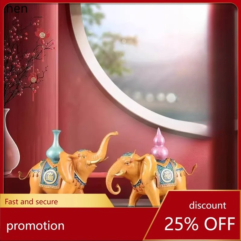 CZ Colorful Copper Elephant Ornament, a pair of all-copper water-absorbing elephants for home  wine cabinet  crafts