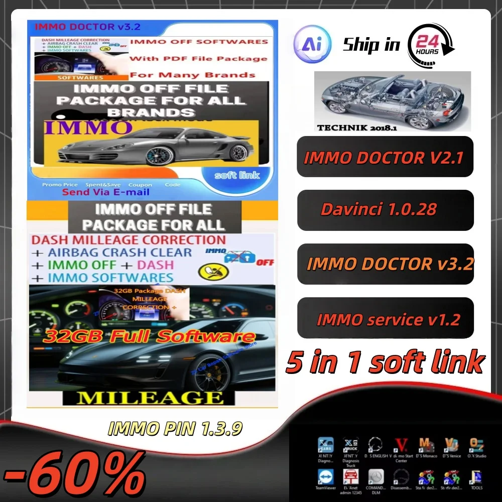 

IMMO OFF software pack/IMMO Decodificación Universal 3.2/ImmoKiller/immoff 17/IMMO doctor V2.1/Herramienta de servicio IMMO Calc
