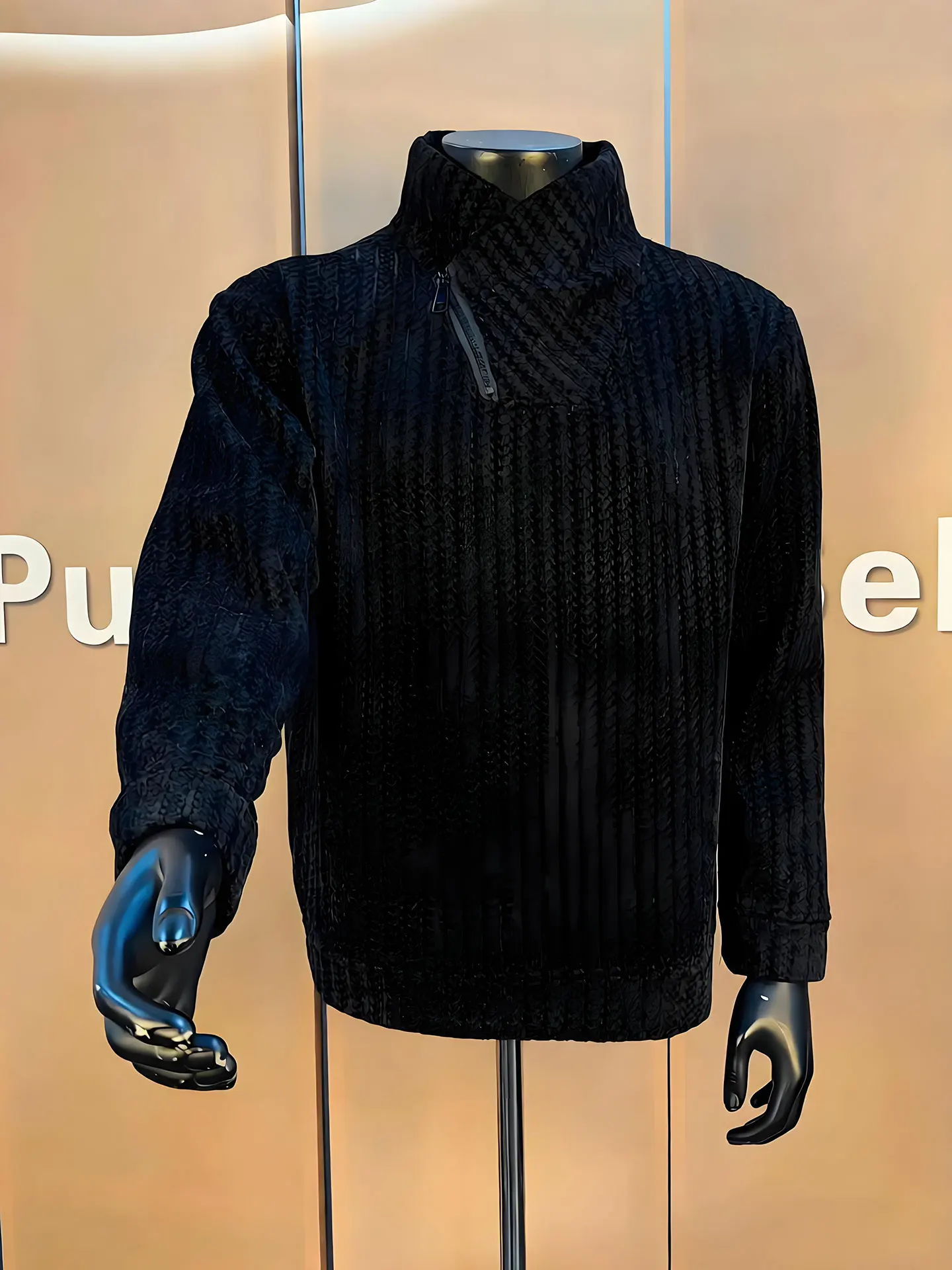 

Men's Fce Lined Hoodie Bla Fibone Pattern Long Sve Base Layer irt Cleanfit Sle Warmth Comfortable Loose Fit T-S...