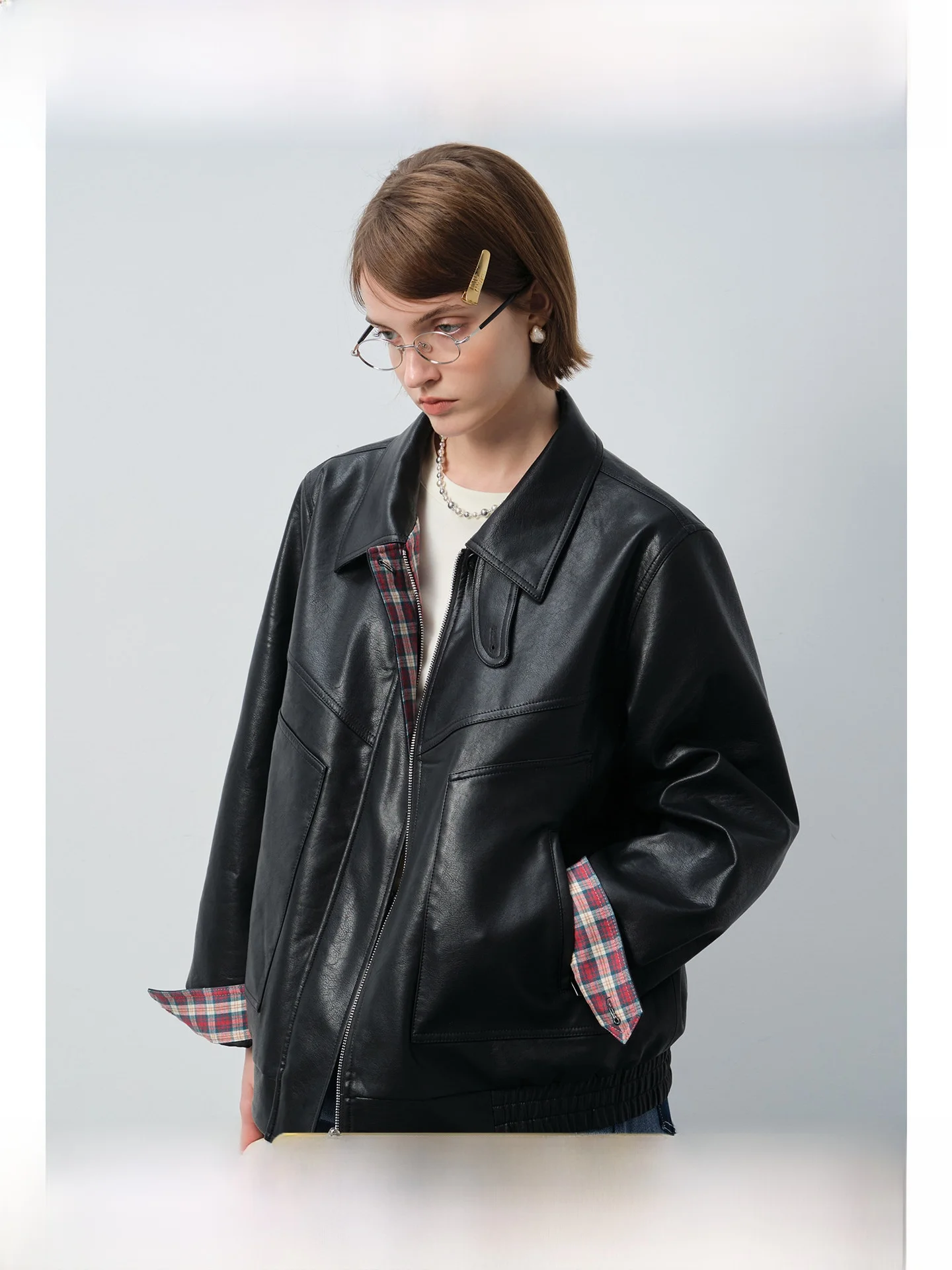 

Sweet Cool Large Size Women's Leather Jacket Casual Versatile Spring New Loose Slimming Micro Fat MM Jacket Commute Style Asy...