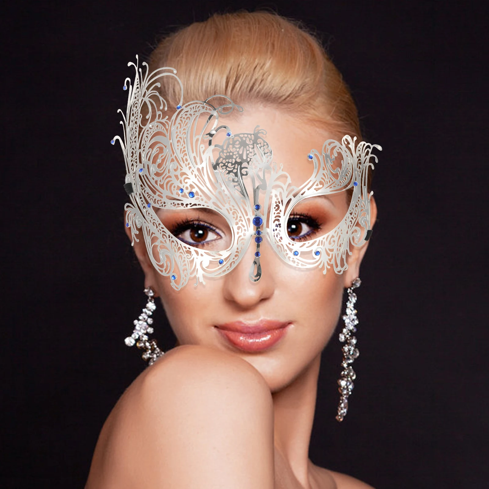 

Half Face Mask Costume Party Decor Masks Props Carnival Masquerade Glamorous Metal Women