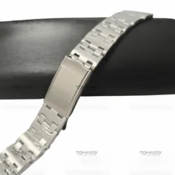 19MM Brushed All Silver Flat End Watch band Strap With Fold Buckle Clasp Wrist Belt Bracelet Silver Fit For Seiko Watch