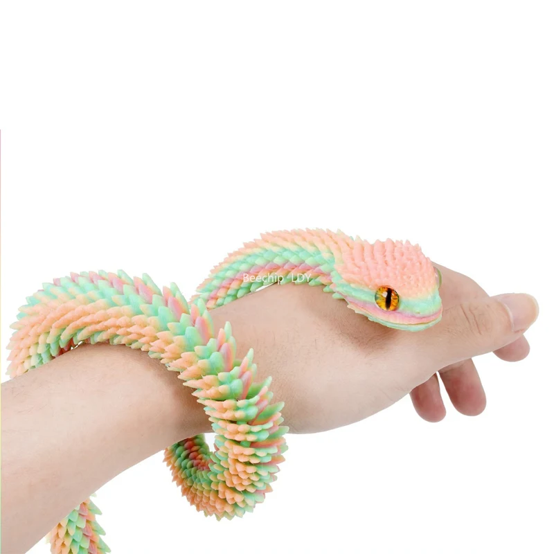 2026 New 3D Printed Snake Realistic Snake Statue Movable Joint Fidget Simulation Snake Year Desk Ornament Animal Model Gift