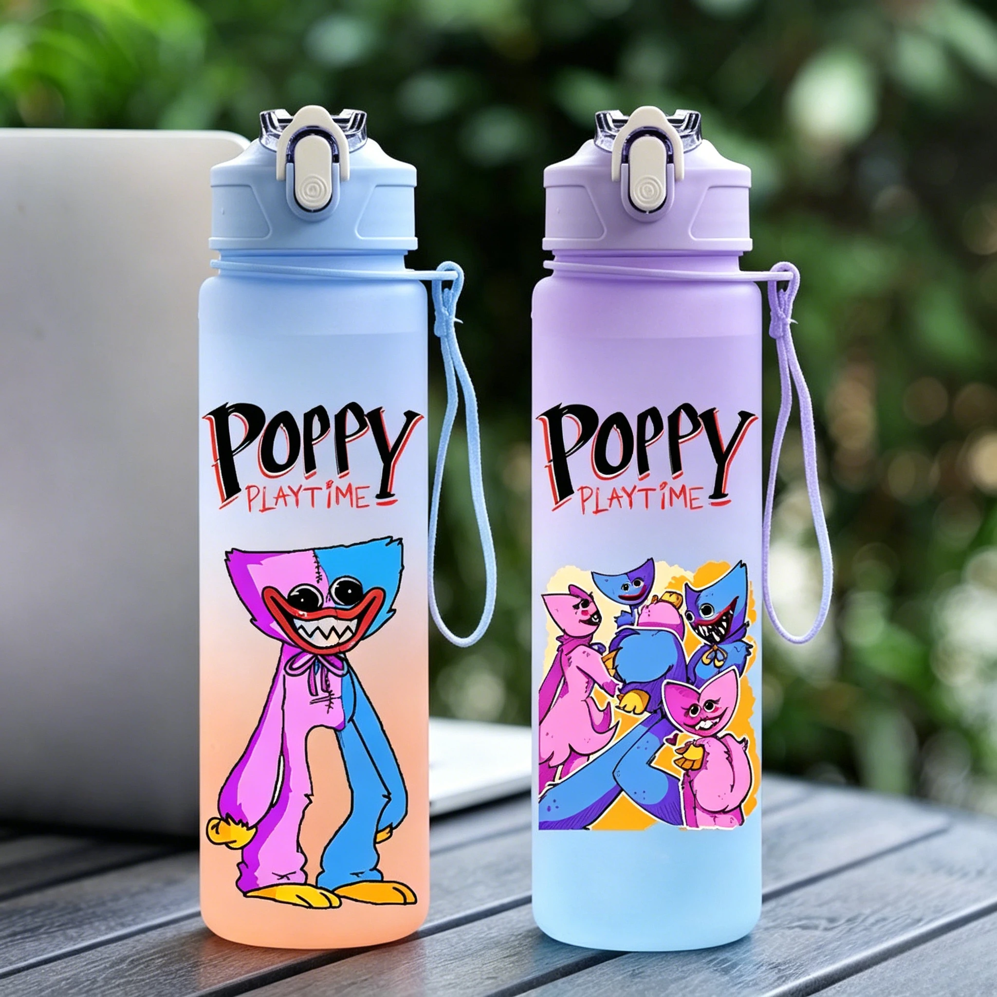 Game Poppys Playtime Water Bottle with Straw Girls Boys Kawaii Huggy Wuggy Cup Kids Outdoor Sports Travel Portable Mug Gift New