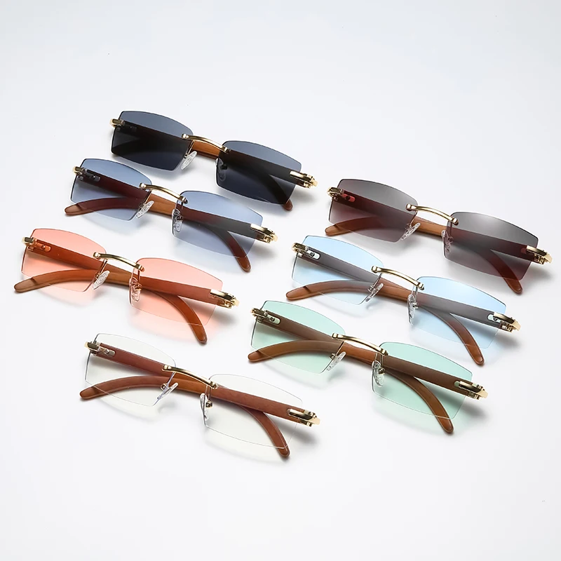 Rimless Sunglasses Rectangle Fashion Popular Women Men Unisex Rimless Sun Glasses Sunshade UV400 Protection