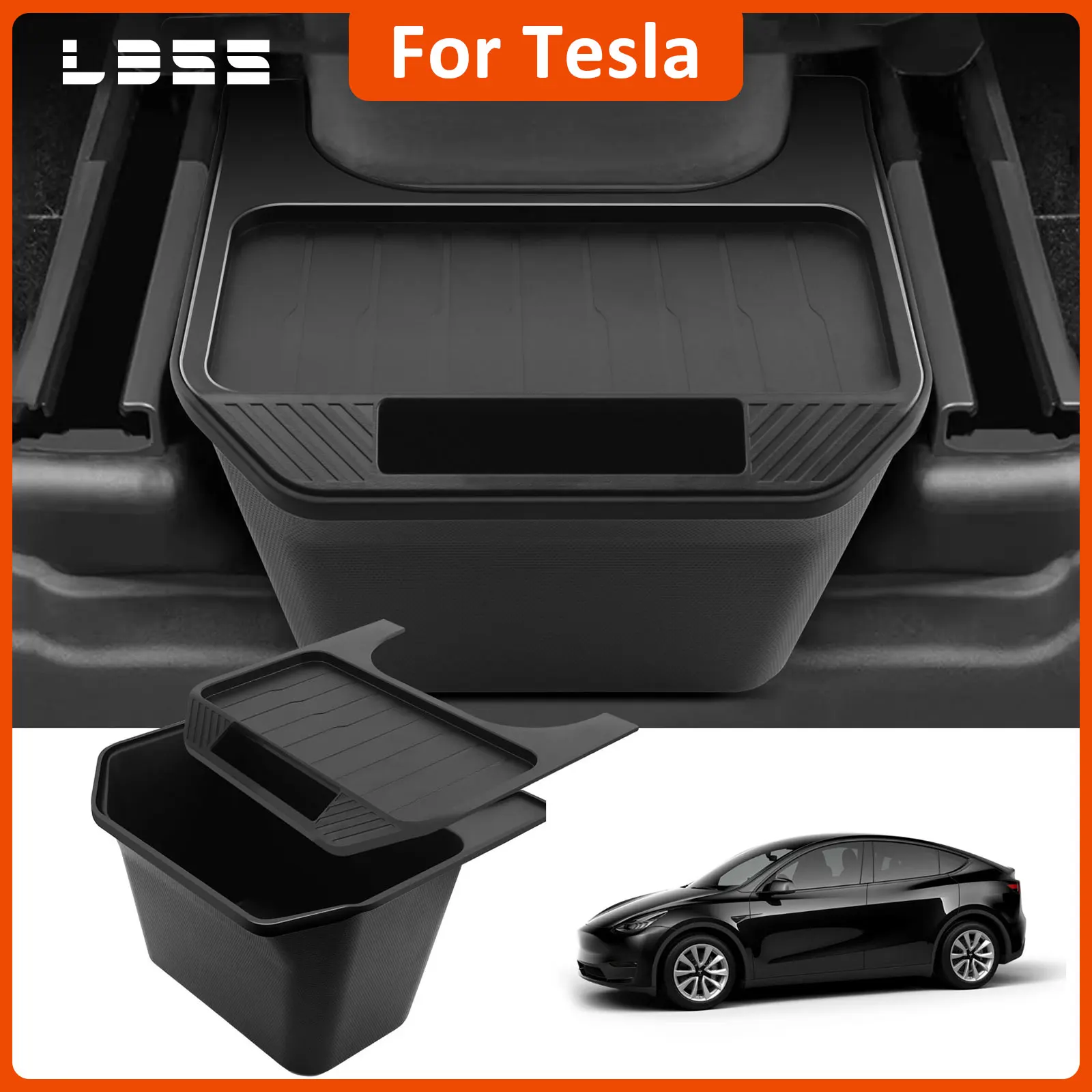 

Rear Center Console Organizer with Anti-Slip Lid Cover, second Row Storage Organizer for Tesla Model Y Accessories 2020~2024