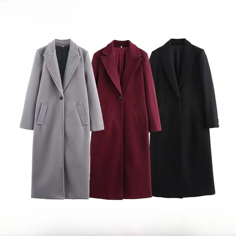 

Faionable Street Sle Long Coat New Autumn Winter Women's Clothing Simple Versatile Outerwear Polyester Fiber 00%