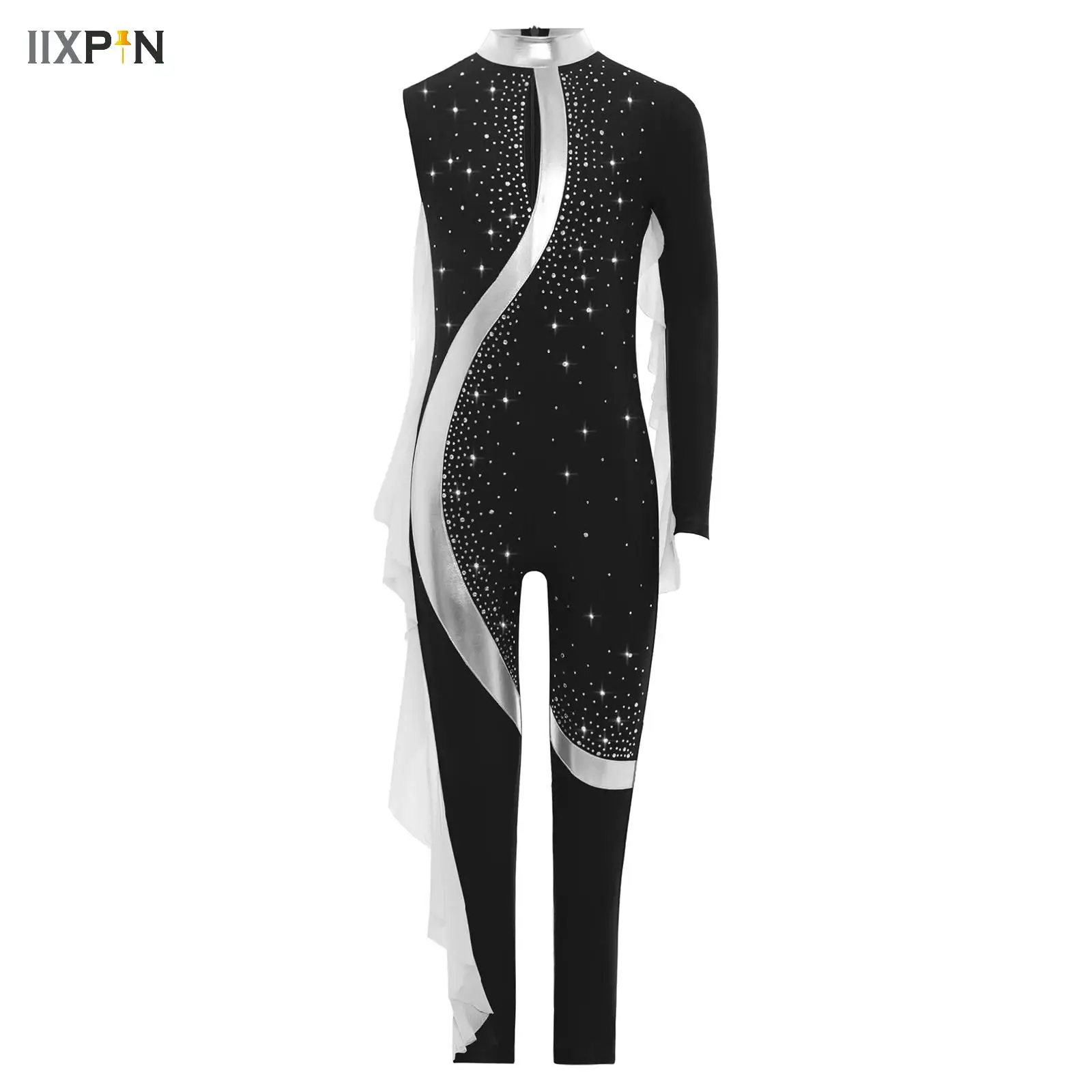 

Kids Ballet Skate Dance Unitard Girls Rhythmic Gymnastics Full Body Leotard Asymmetrical Long Sleeve Bodysuit Boy Jumpsuit Wear