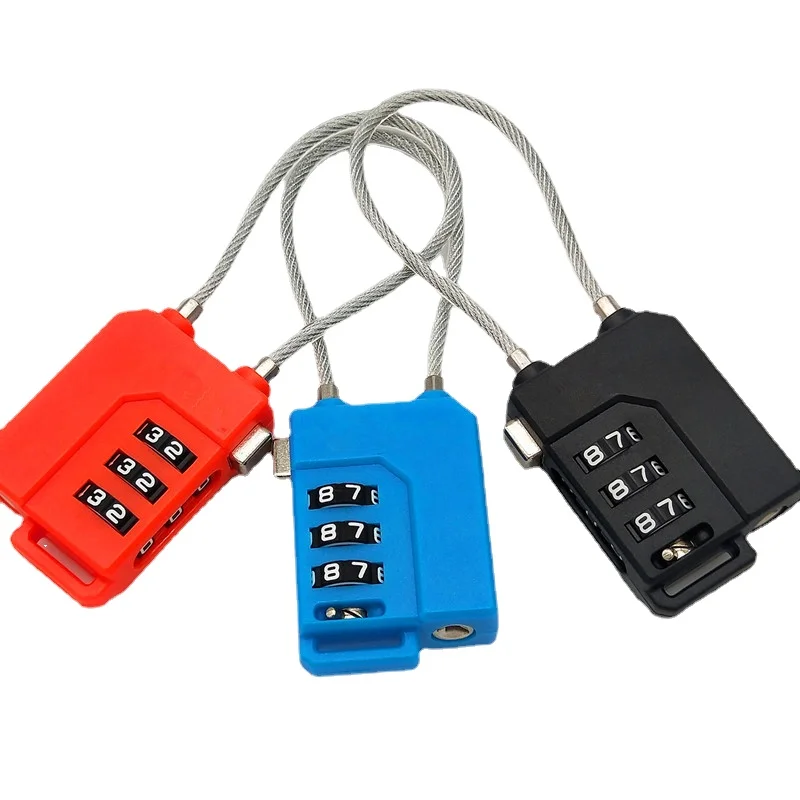 3 Digit Resettable Combo Cable Lock - Travel Luggage Suitcase Bag Password Lock - Portable Security Padlock for Gym & Lockers