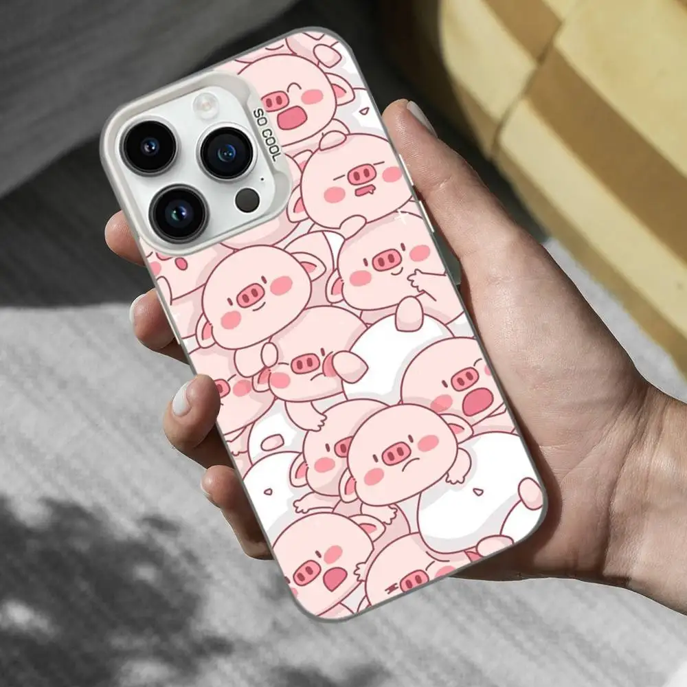 حافظة هاتف كرتونية لطيفة على شكل خنزير وردي لهاتف آيفون 17,16,15,14,13,12,11, Mini,XS,Pro,SE,MAX غطاء أبيض غير لامع مقاوم للصدمات #3