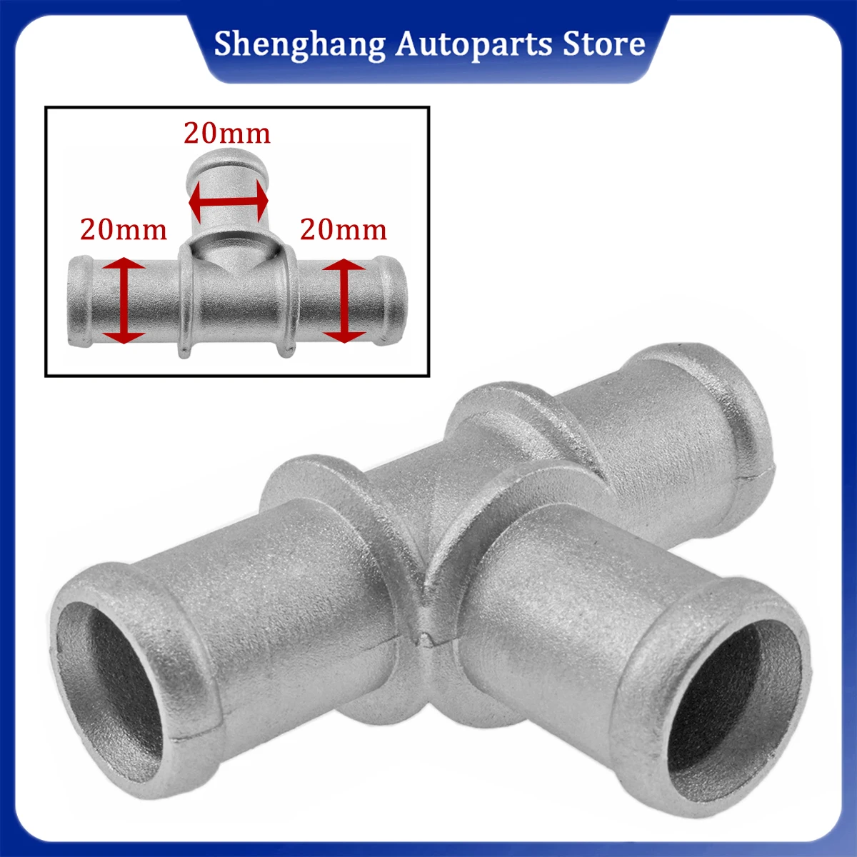 1/2pc 20*20*20 Aluminum N90760601 Coolant Hose Flange T-joint for A3 A4 A5 A7 A8 Q3 Q5 Q7 Jetta Caddy Golf Touran Sharan Touran