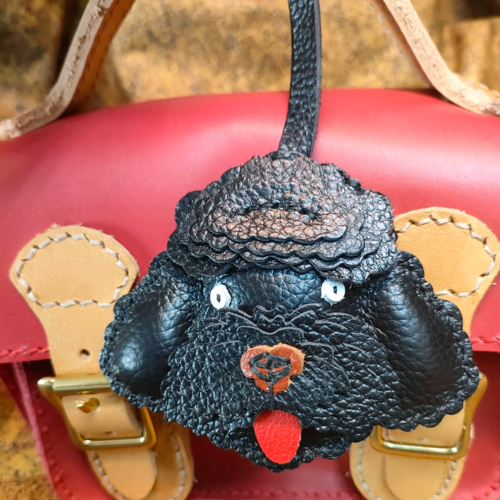 Handmade Leather Teddy Bear Dog Bag Accessories Cute Puppies And Dogs Keychain Little Doggy Key Lanyard Bag Charm