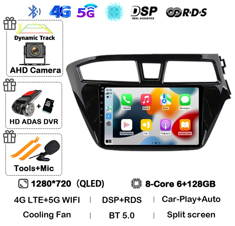Android 16 Carplay Auto WIFI+4G For Hyundai I20 RHD 2015 2016 2017 2018 Car Radio Multimedia Player Stereo Head Unit 2din Audio image 3