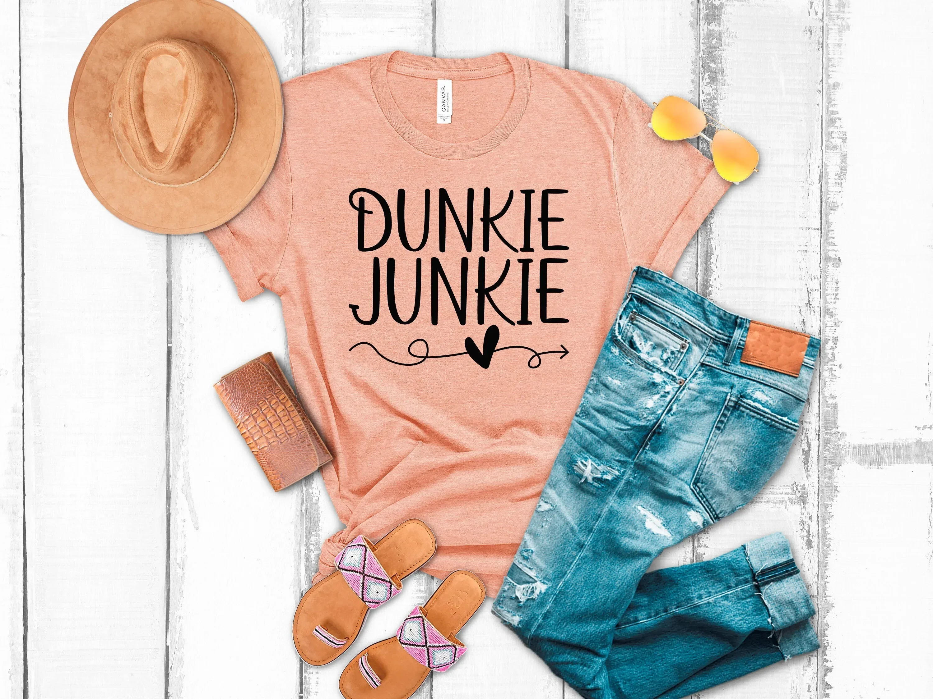 Dunkie Junkie T Shirt Dunkin Donuts Funny Coffee Lover Cute Donut