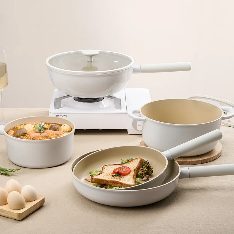 

Nonstick Cookware Sets White Granite Induction Cooking W/Frying Pans Saucepans Pots And Pans Shipping From The USA