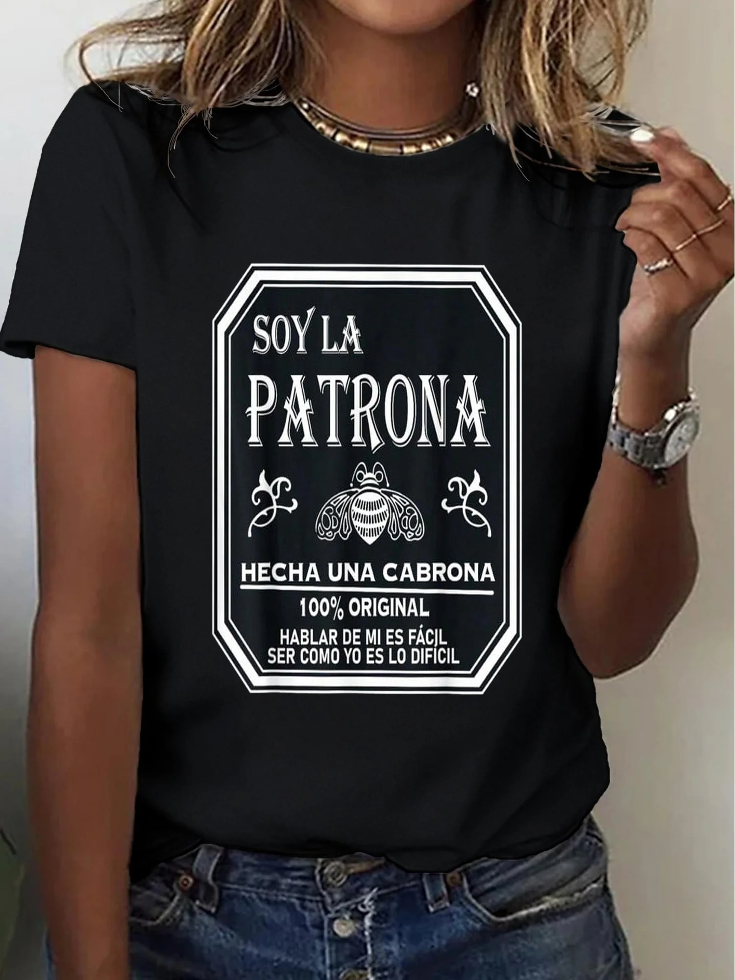 تي شيرت نسائي قطن الصويا لا باترونا الإسبانية رئيس لا جيفا تي شيرت Harajuku y2ko طوق قصير الأكمام للجنسين