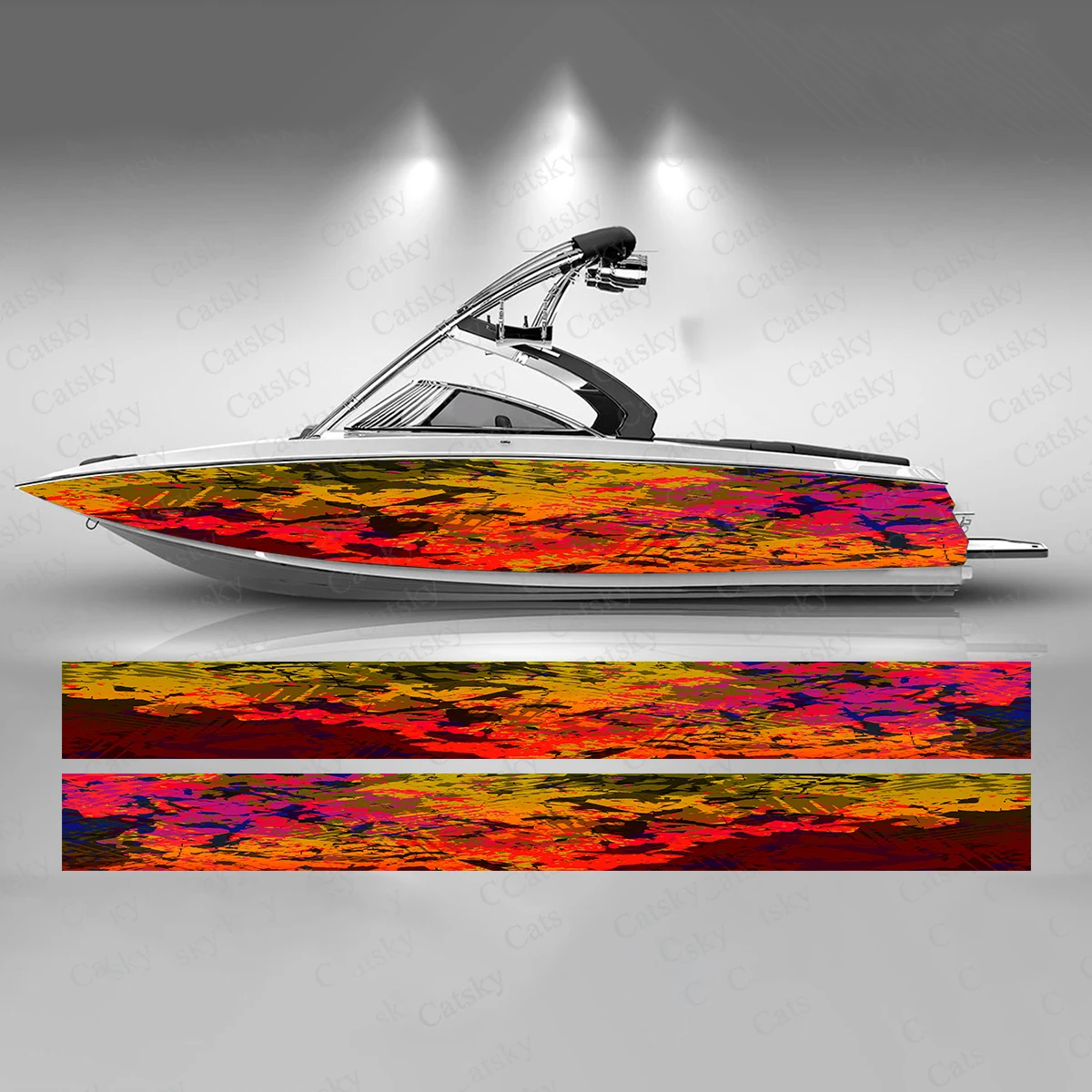 Abstract Mosaic Design Boat Sticker Fashion Custom Fish Boat-Sticker Vinyl Waterproof Boat Wrap Graphic Boat Wrap Decal