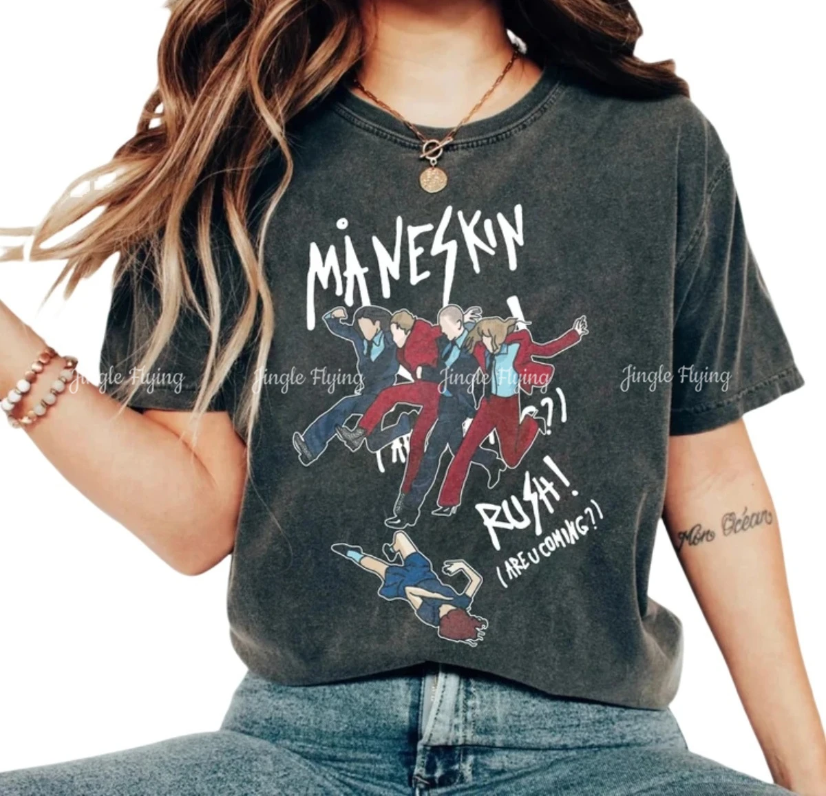 Maneskin Rush-Camiseta de banda de Rock para hombre y mujer, camisa de gira, regalo Unisex, Color cómodo, 2024