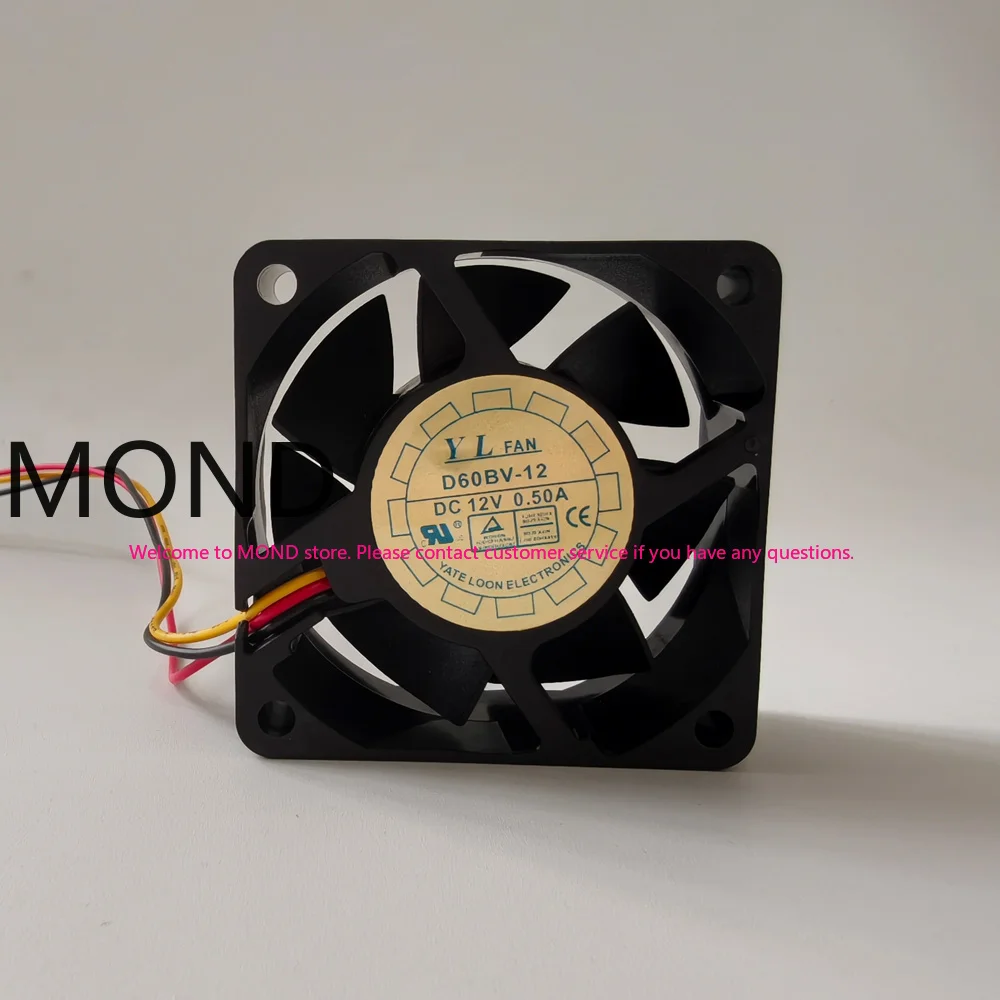 D60BV-12 YaLn Server Cooling Fan 6CM DC 12V 0.5A 6025 High Air CPU Power Supply Inverter Cooler Radiator