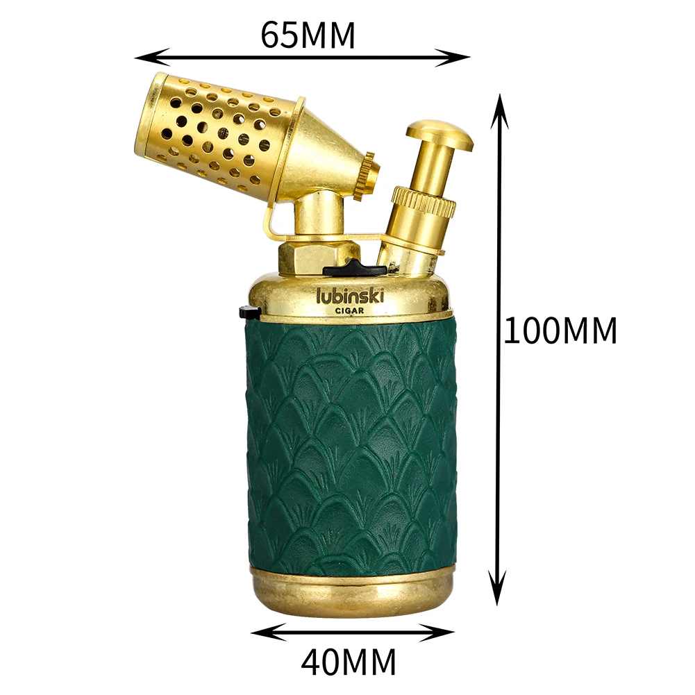 LUBINSKI Cigar Torch Lighter Gas Butane 1 Jet Lighters Cigar Tool Home Table Cigar Lighter With Punch