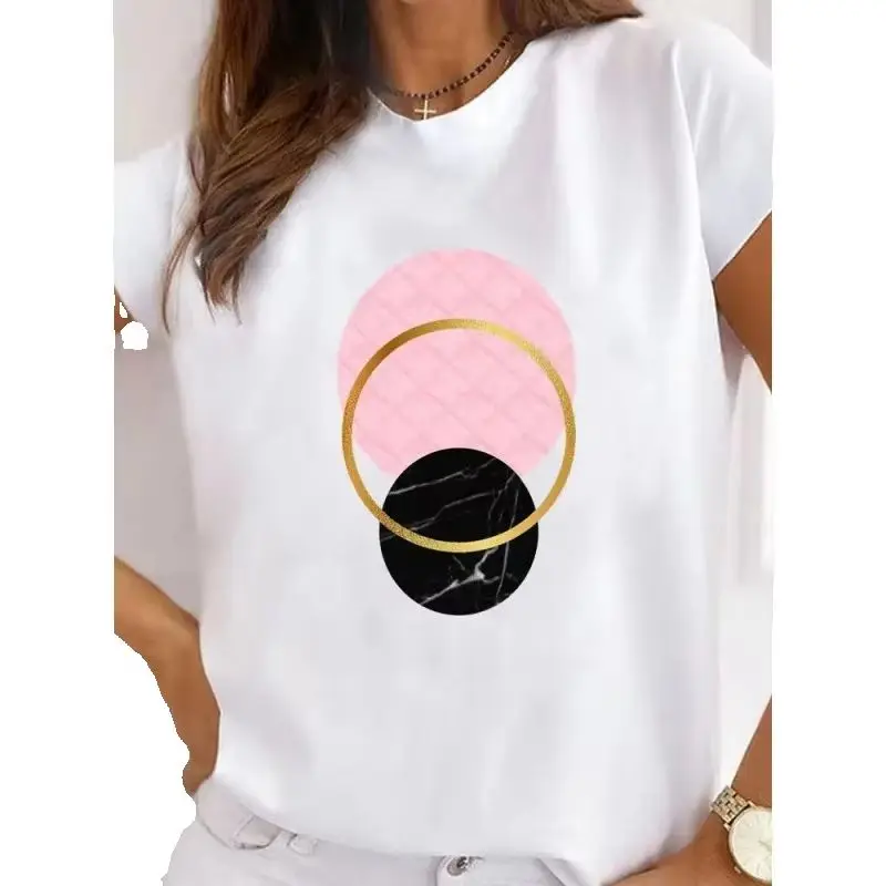 

Coffee Girl T-shirt Vintage Half-sleeved Plus Size Women's Casual Short-sleeved Top T-shirt Harajuku Summer polyester fabric