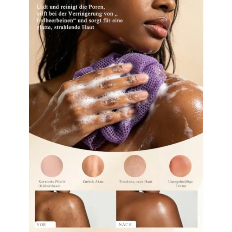 SPMKTBOZAI 4 Pack African Net Sponge, Authentic African Exfoliating Net Sponge for Body and Back, Extra Long Stretchable Africa view 2