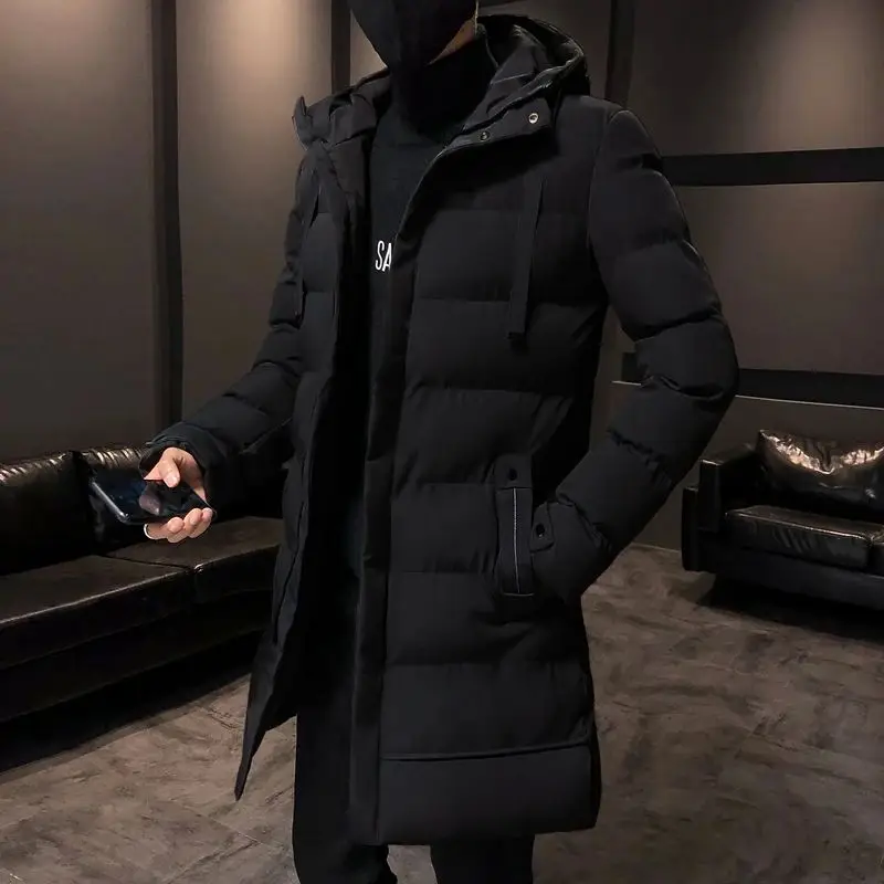 

Men's Winter Hooded down Jacket Long Collar Coat Youth Fashion Baseball Collar Style Other Brand 2024 Autumn Collection