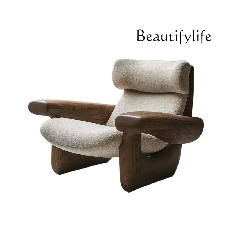 

New medieval solid wood single sofa chair original art model room club exhibition hall leisure chair
