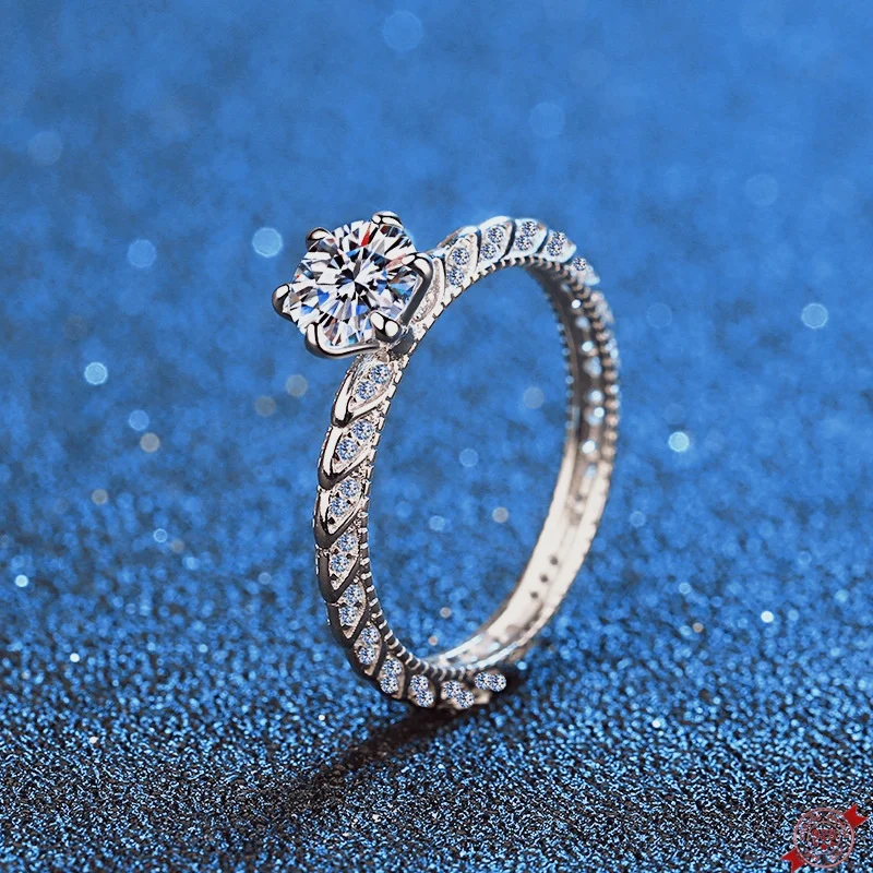 

0.2ct Moissanite S925 Silver Rings for Women Plated Platinum Six Claws Inlaid Wedding Diamond Band Fashion Jewelry Wholesale