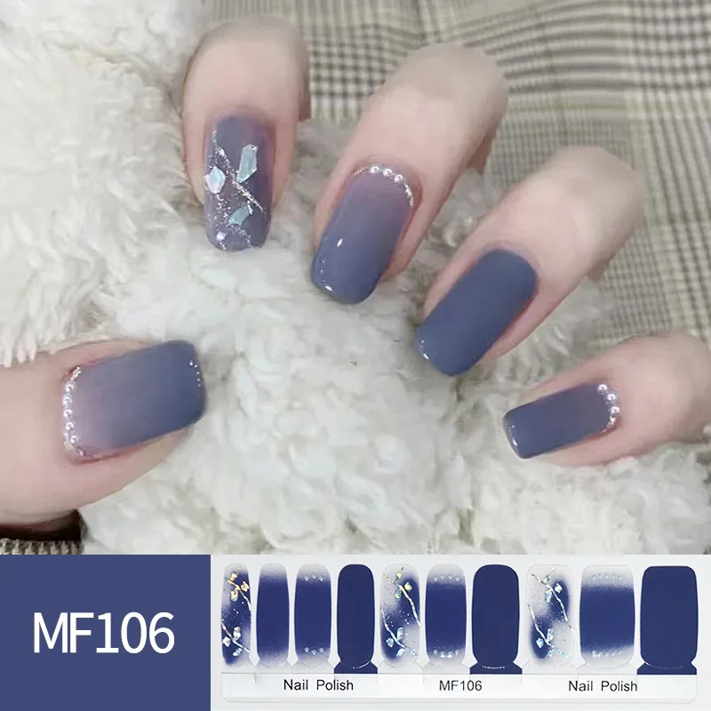 47Tips  Multi Color Self Adhesive Slider No Need Uv Lamp Full Cover Gradient Nail Stickers Cured Press on Nail Nail
