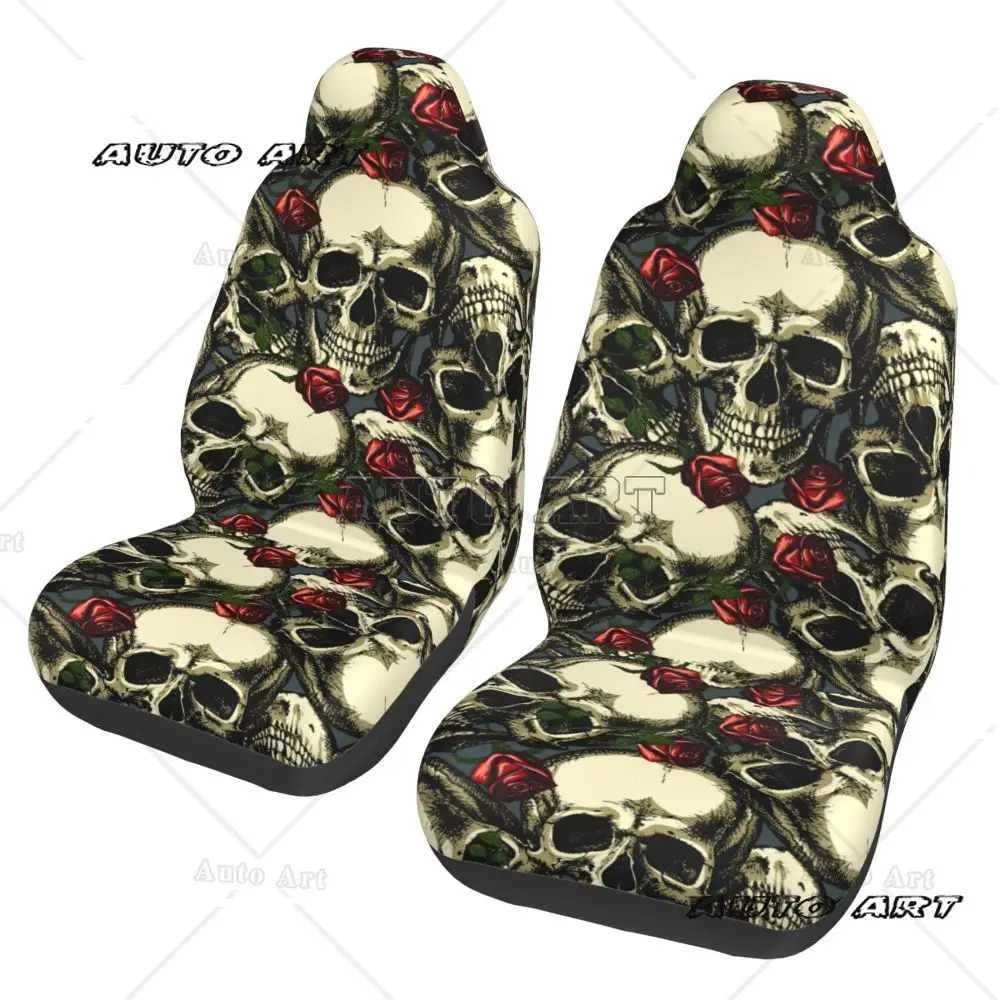 

Grunge Pattern with Skulls Rock Car seat protective cover, front seat cover suitable for most car models, anti fouling New