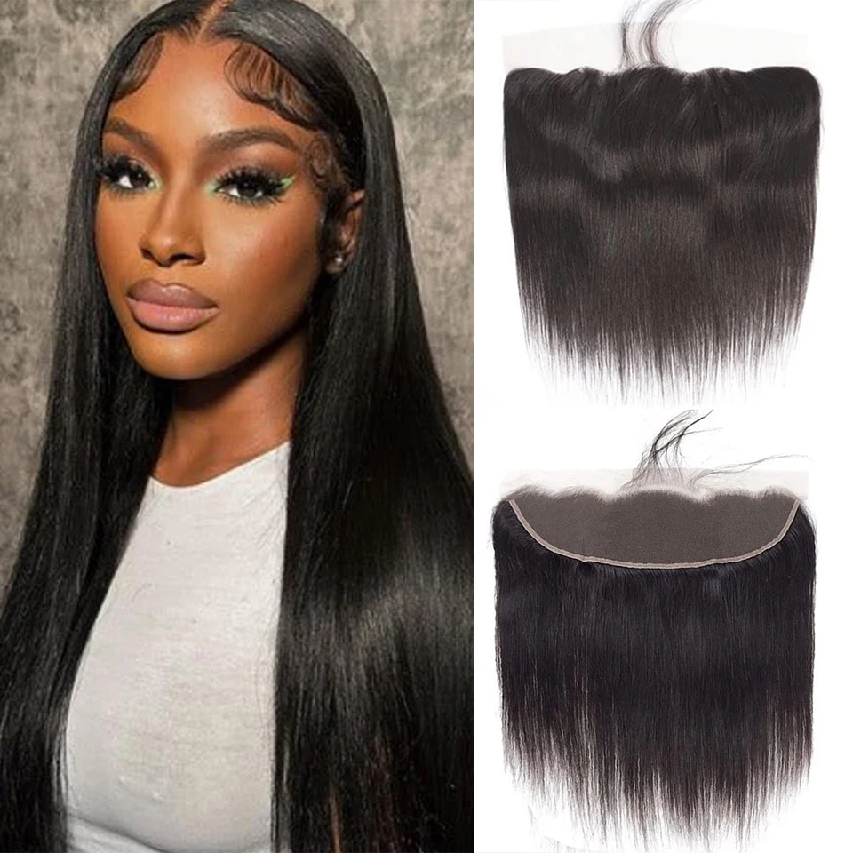 

Straight 100% Brazilian Human Hair 13x4 HD Lace Closure Frontal for Women Natural Black Color