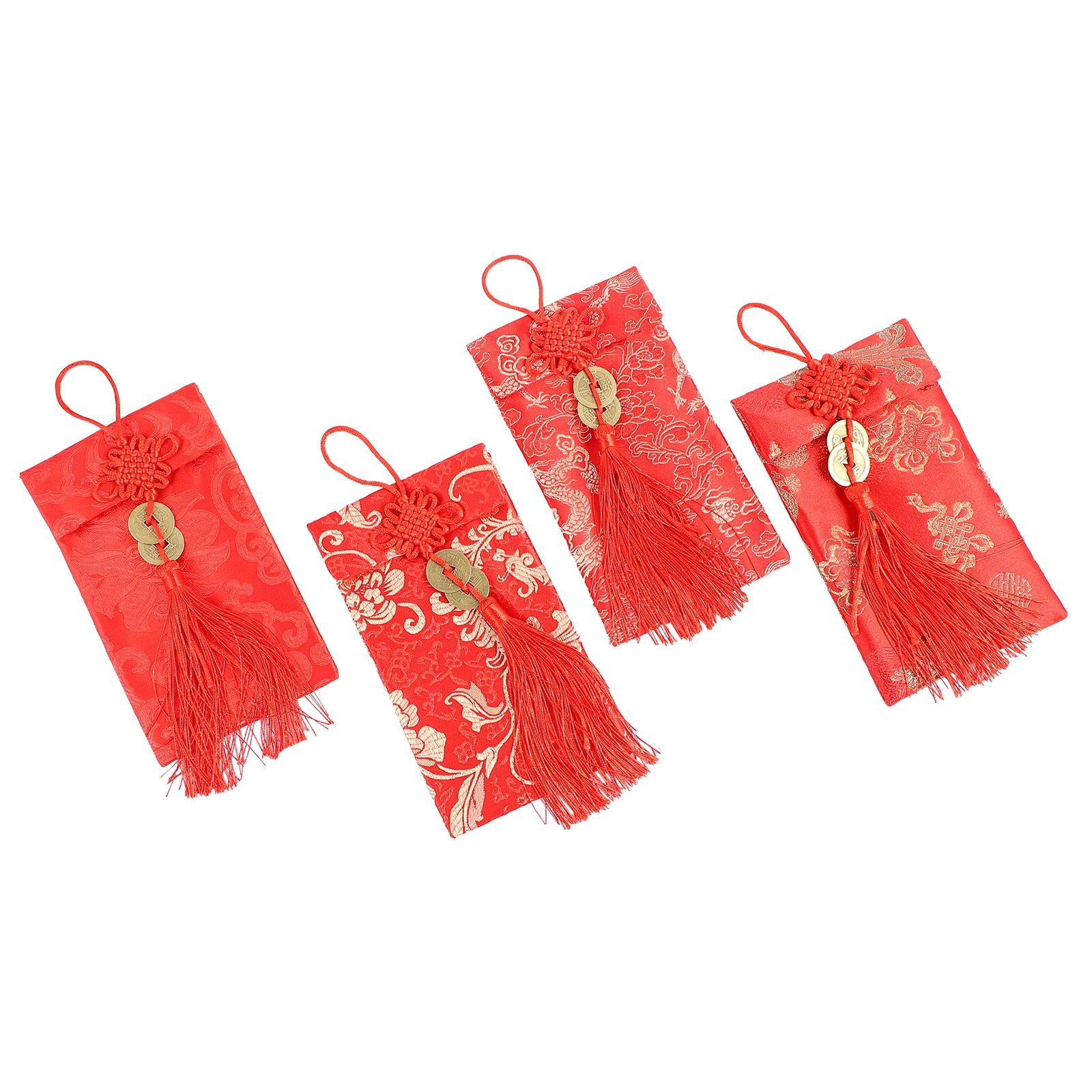 

4pcs Red Envelopes Delicate Money Pouch Chinese Style Spring Bags Brocade Packets Wedding Festive Color New Year Gift Bag