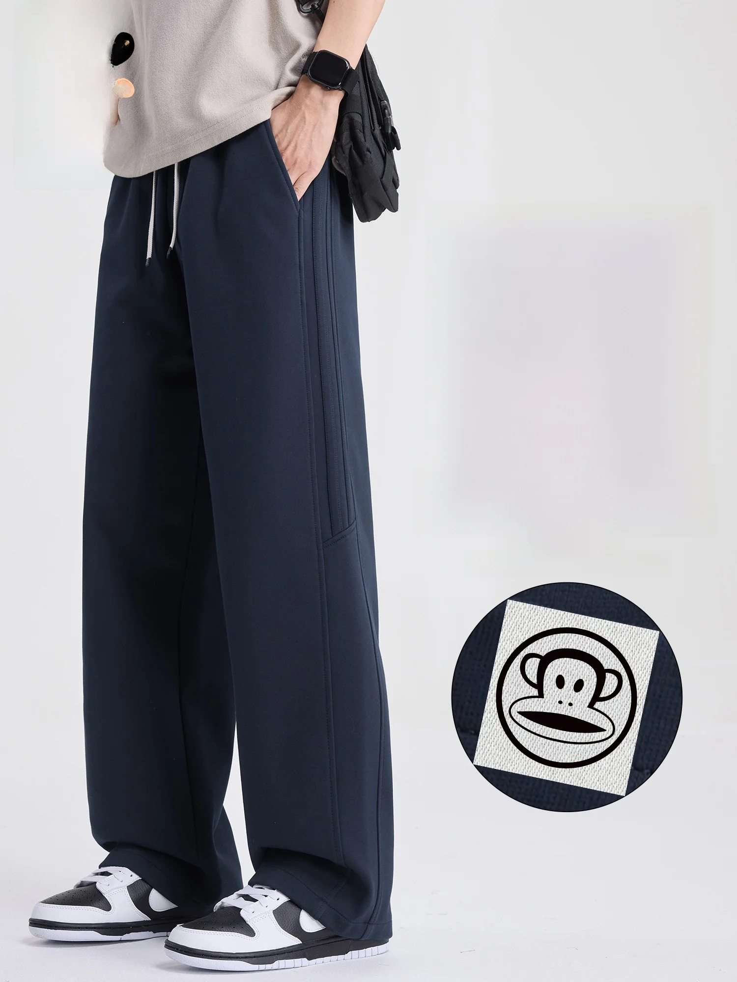 

Мужские спортивные брюки Paul Frank: комфортные, с эластичным поясом, прямые, трикотажные, весенняя новинка, с высокой талией, визуально удлиняющие ноги