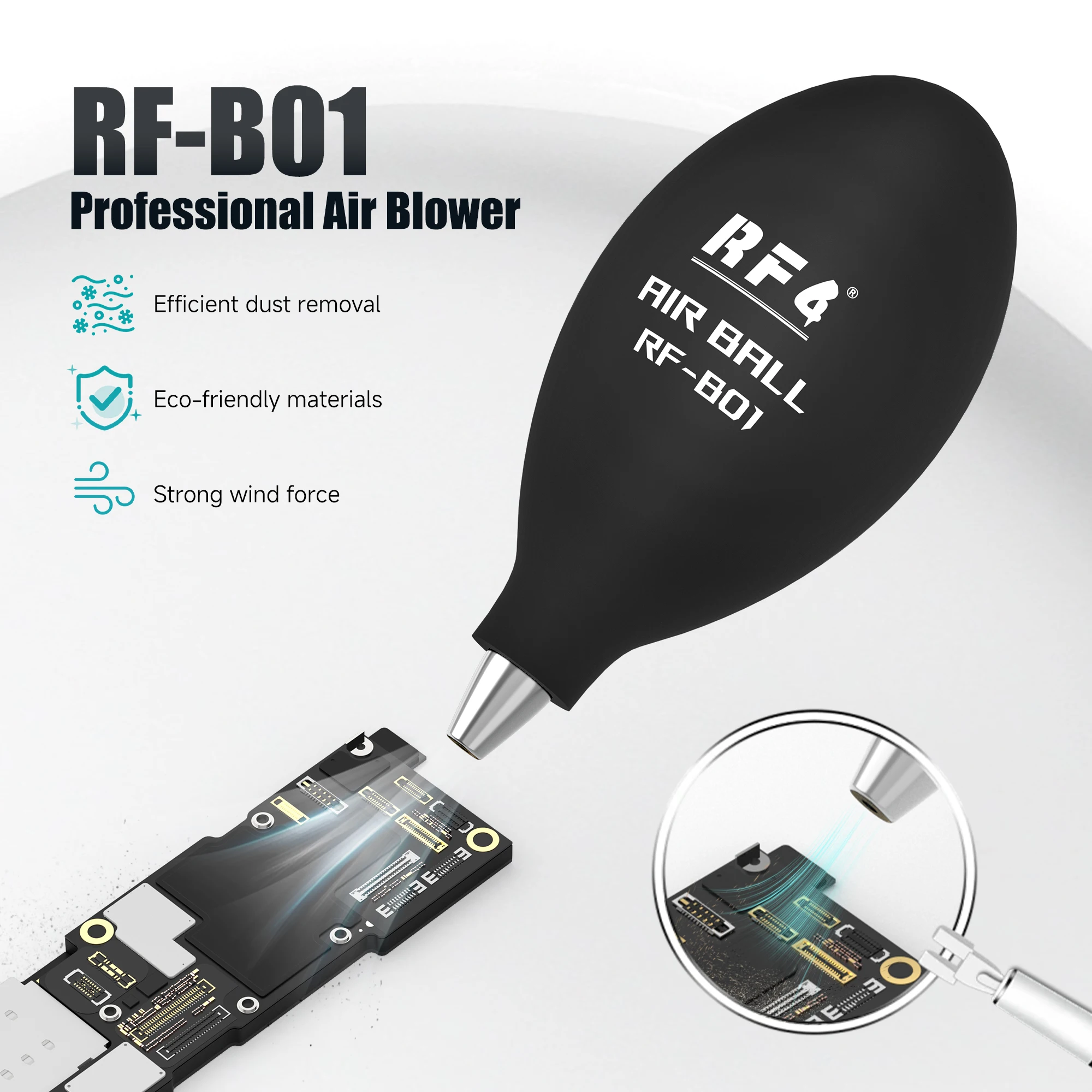 RF4 RF-B01 Dust Blow Ball Dust Removal Rapid Rebound Ergonomic Handhold Compact Size For Lens Phone Repair Keyboard Cleaning
