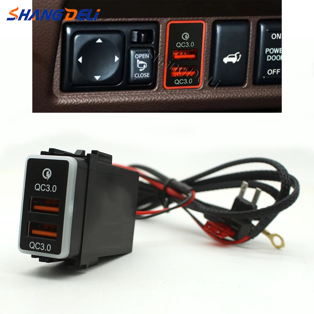 Orange LED Light Car Quick Charger QC3.0 USB Socket Power Adapter For Nissan Qashqai Y62 X-Trail Sylphy Accessories