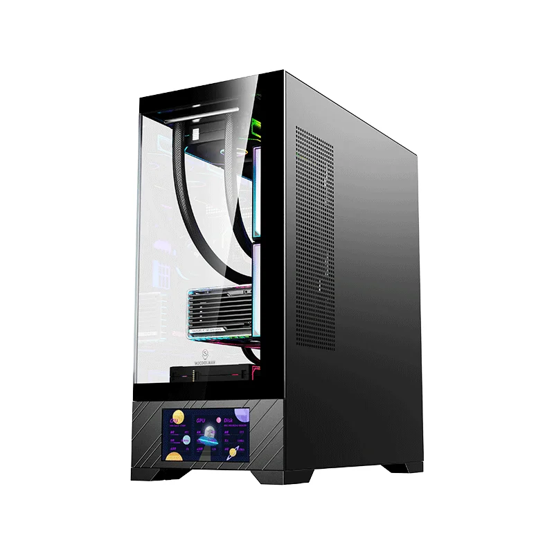 WJCOOLMAN QIANXI ATX 게이밍 컴퓨터 케이스(5.5인치 LCD 화면 지원, 360 수냉식 및 ATX 마더보드 지원)
