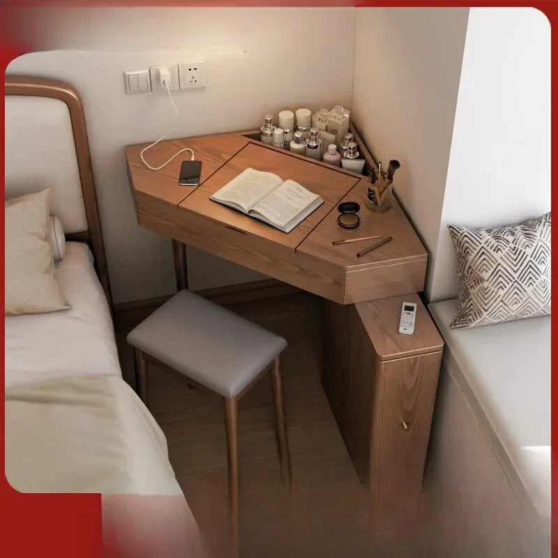 

Solid wood corner dresser bedroom storage cabinet integrated small apartment corner dresser turning triangle dresser