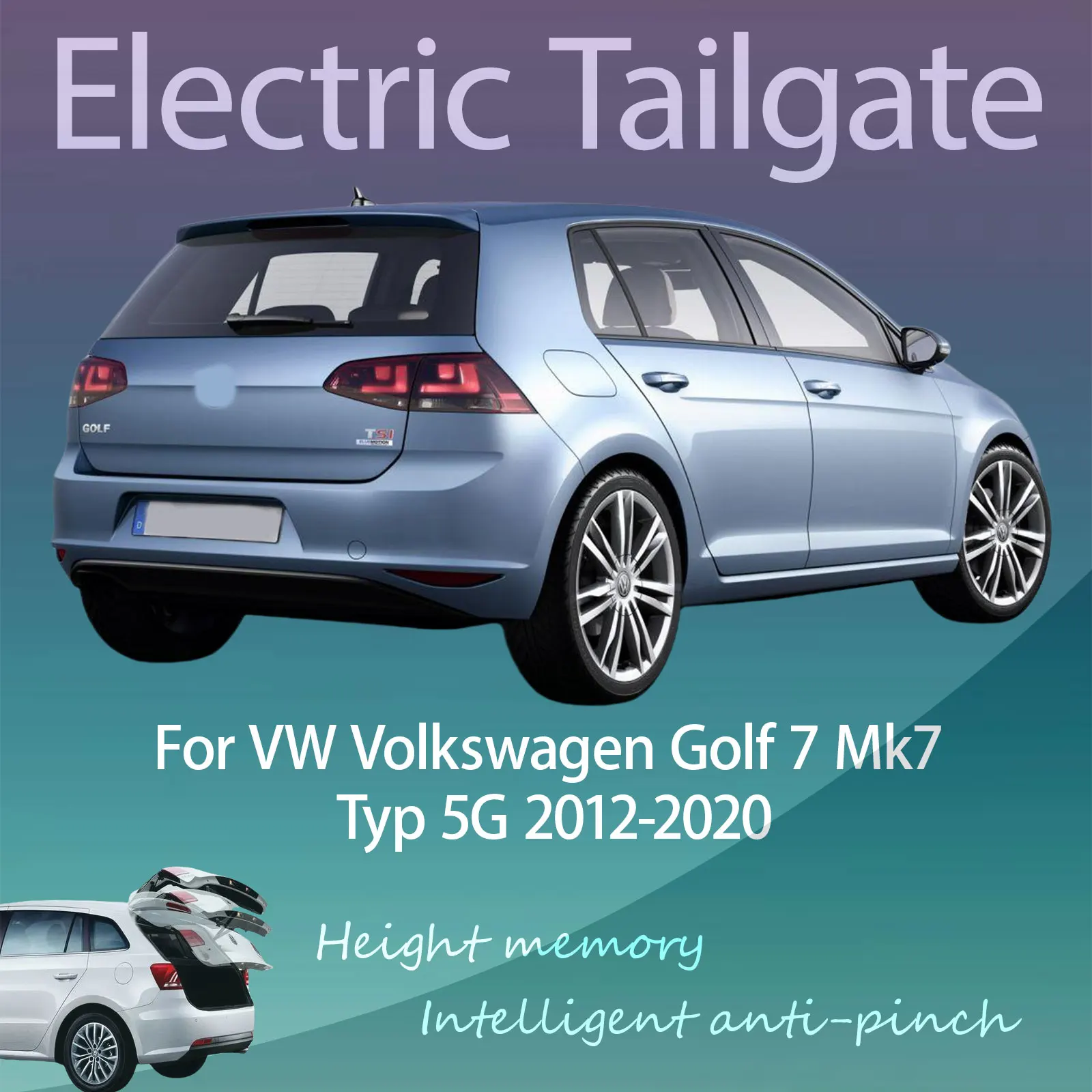 For VW Volkswagen Golf 7 Mk7 5G 2012-2020 Electric Tailgate Hands Free Operation Dual Rod Electric Trunk Suction Smart Control
