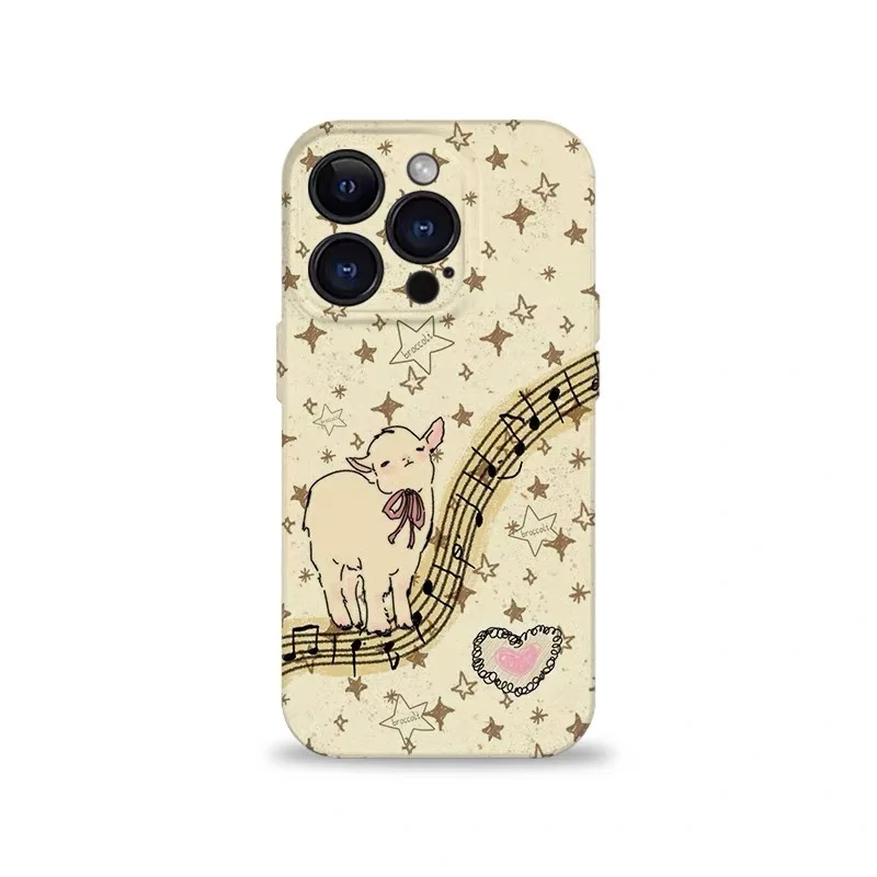 

Yellow Star Music Note Lamb Cartoon Phone Case for IPHONE 17Air 16E 15 PROMAX 14Plus 13 12 MINI 11 16Plus XR Acrylic Phone Cover