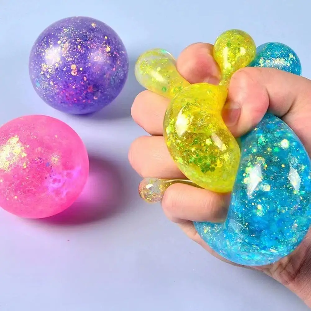 Shiny Glitter Squishy Squeeze Toys Octopus/Duck/Ball Shapes Slow Rebound, Anxiety Stress Relief Fidget Toys for Kids & Adults